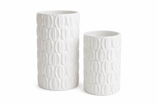 3D Printed Oval Texture Vase Set — Small & Large